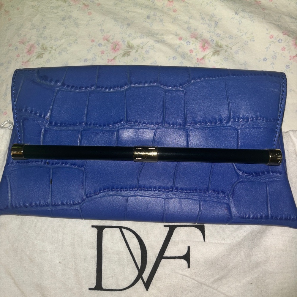 Diane Von Furstenberg Royal Blue Embossed Clutch